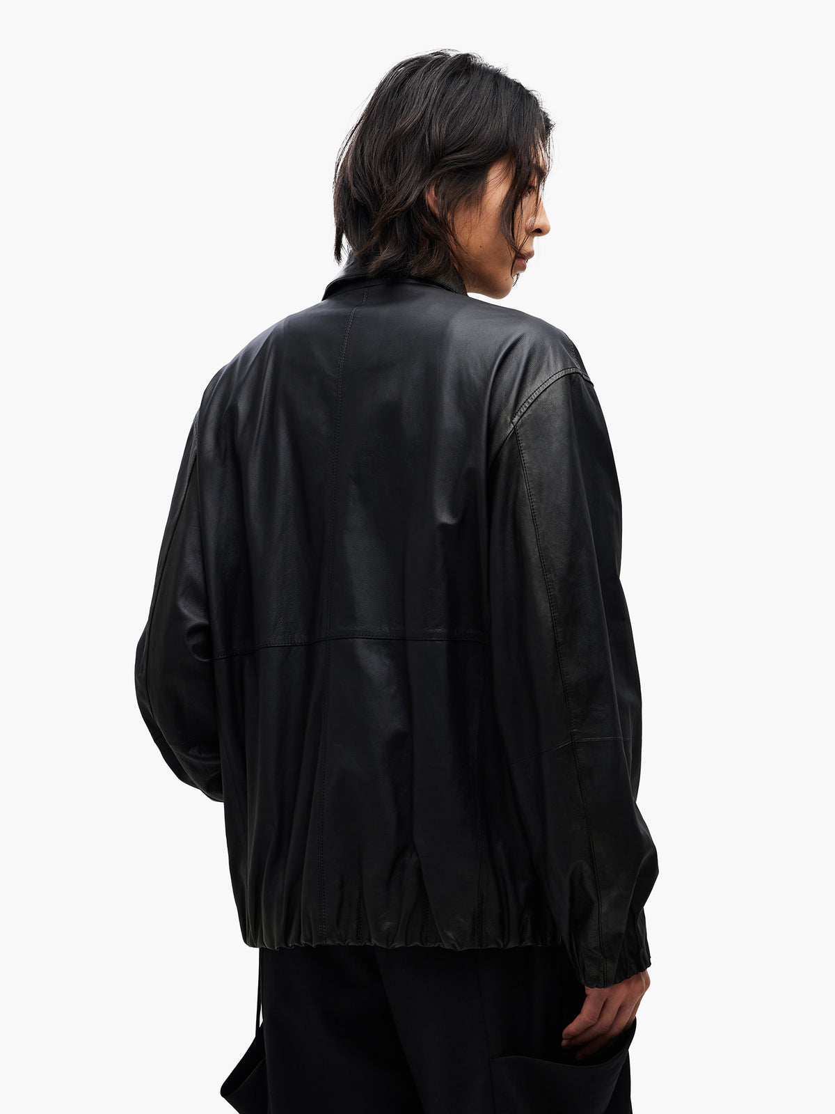 Jiyong Kim - Goat Skin Shawl-Collar Bomber (Black) product image 3 | TRAB K-Fashion Australia