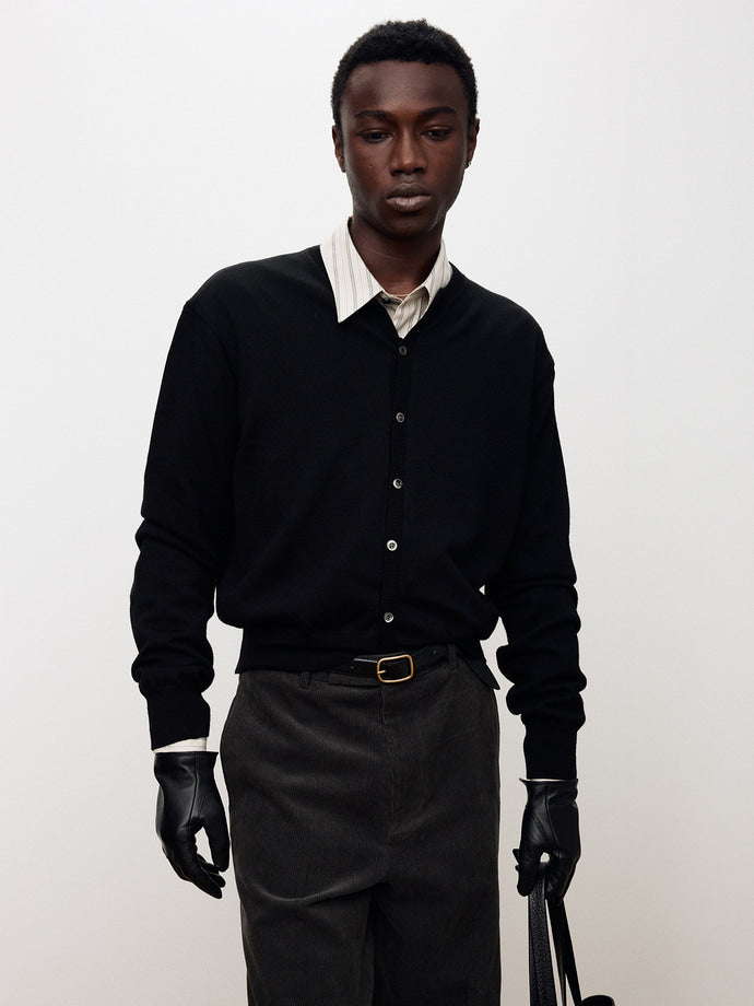 Tonywack - Super Fine Wool Crew-Neck Cardigan (Black) product image 5 | TRAB K-Fashion Australia