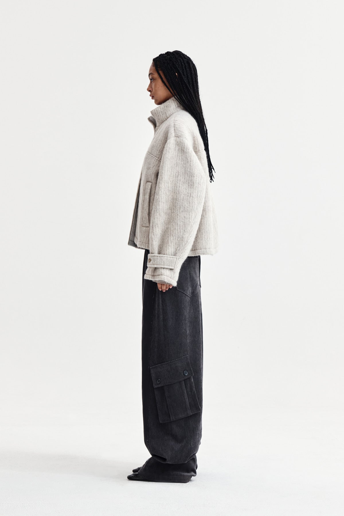 Matin Kim - Big Pocket Two Tone Wide Pants (Charcoal) product image 6 | TRAB K-Fashion Australia