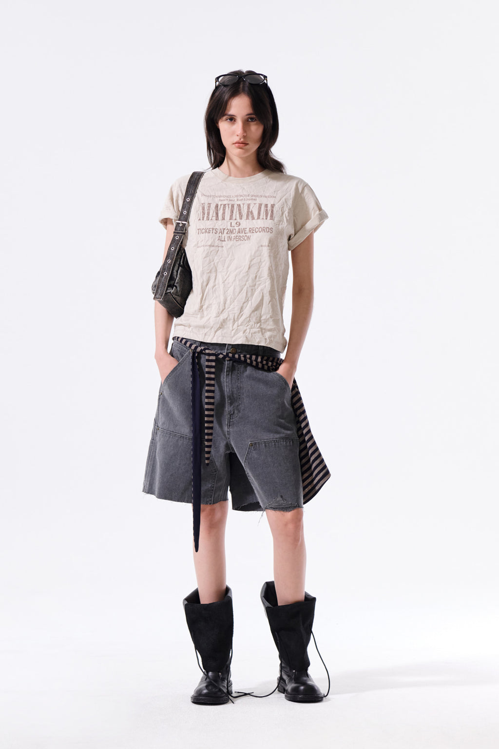 Matin Kim - Lettering Graffiti Crease Top (Beige) product image 8 | TRAB K-Fashion Australia