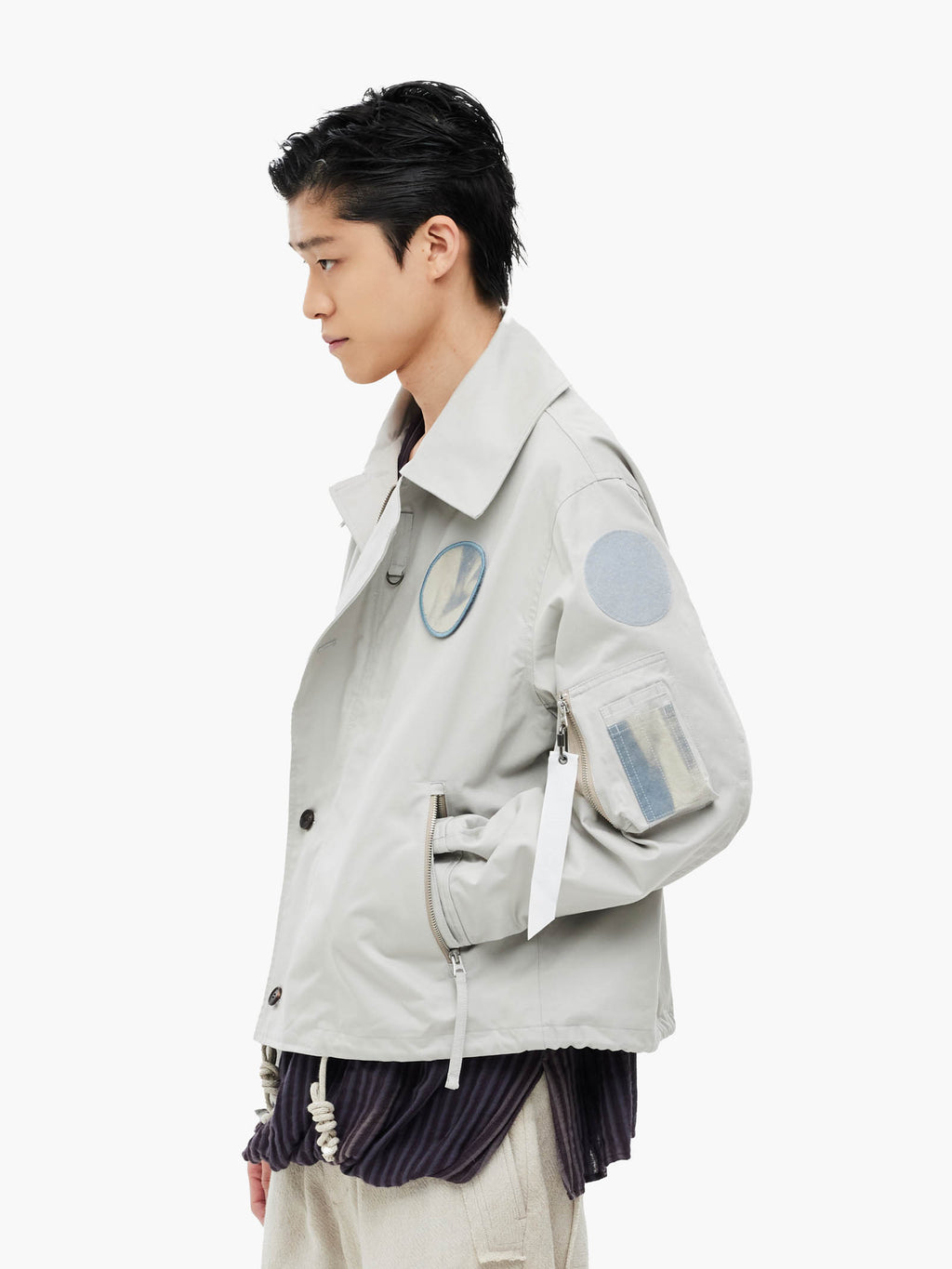 Jiyong Kim - Sun-Bleached Wide Collar Jacket (Light Grey) product image 3 | TRAB K-Fashion Australia