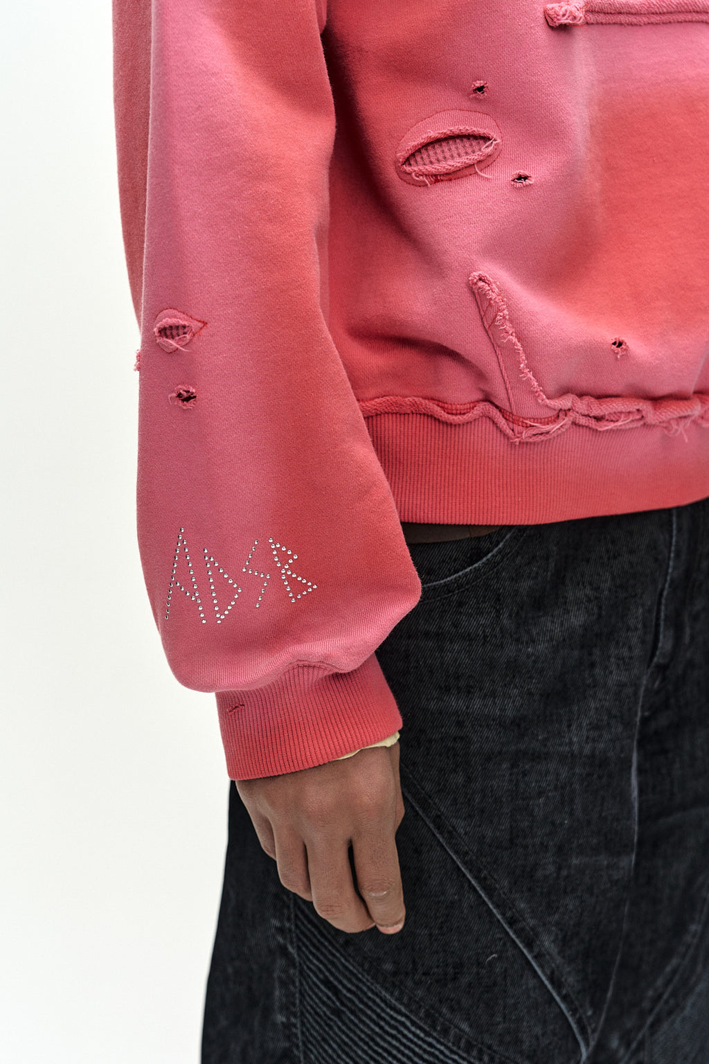Andersson Bell - (essential) Unisex Spray Washed Again Lip Hoodie (red) (Red) product image 10 | TRAB K-Fashion Australia