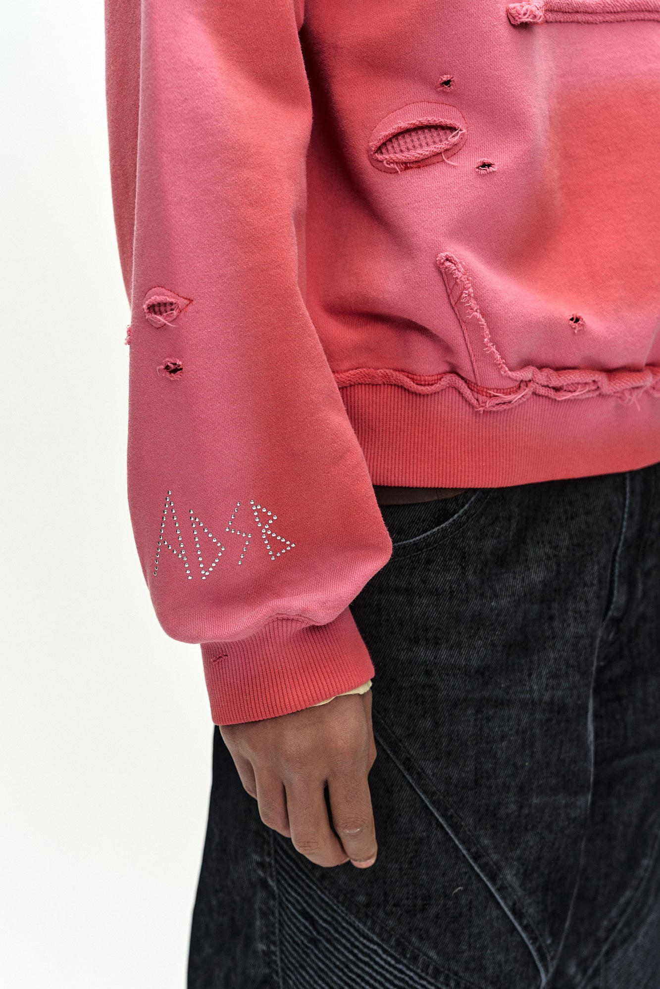 Andersson Bell - (essential) Unisex Spray Washed Again Lip Hoodie (red) (Red) product image 10 | TRAB K-Fashion Australia