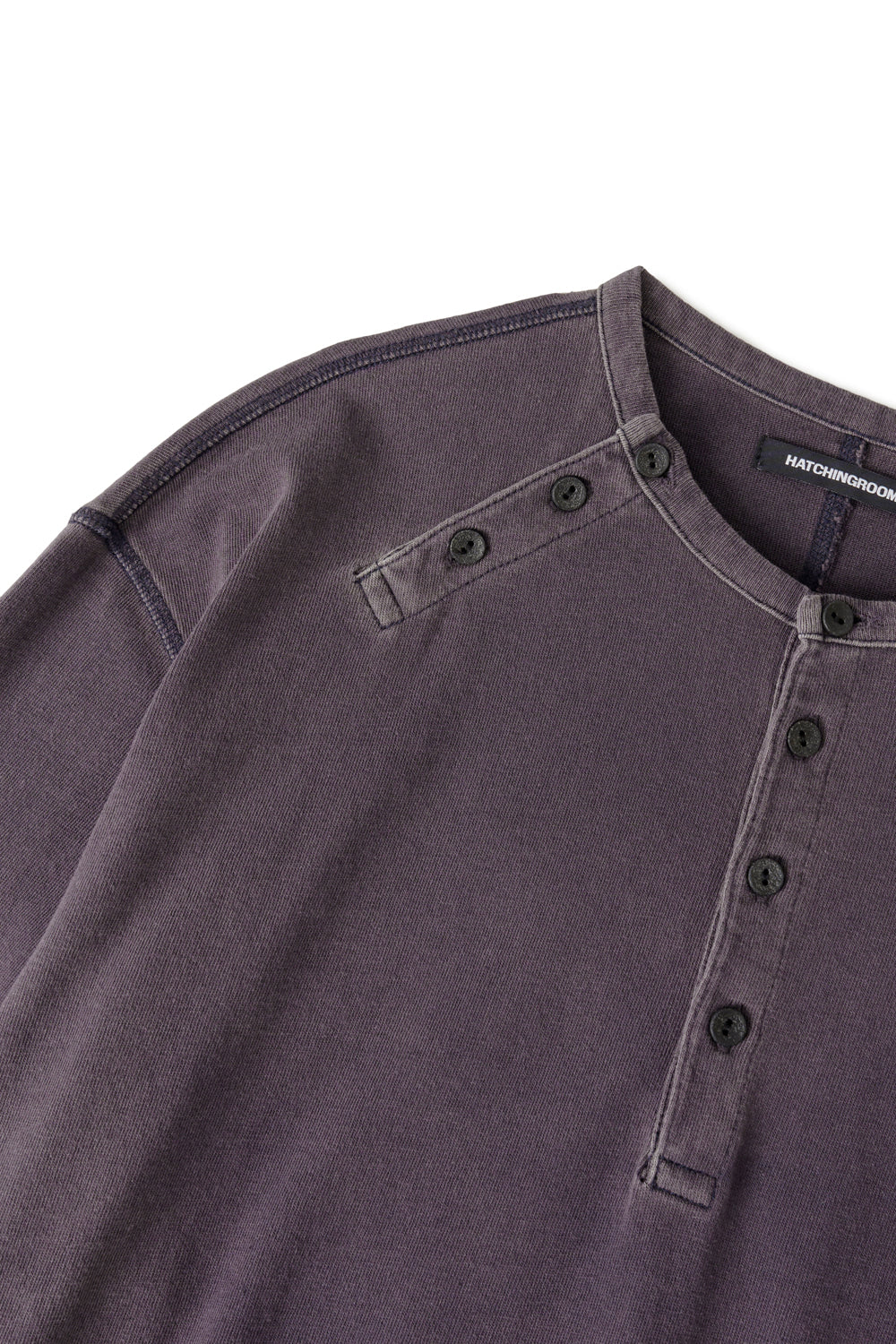 Hatchingroom - Double Henley Neck Tee Bleached Blue (Charcoal) product image 5 | TRAB K-Fashion Australia
