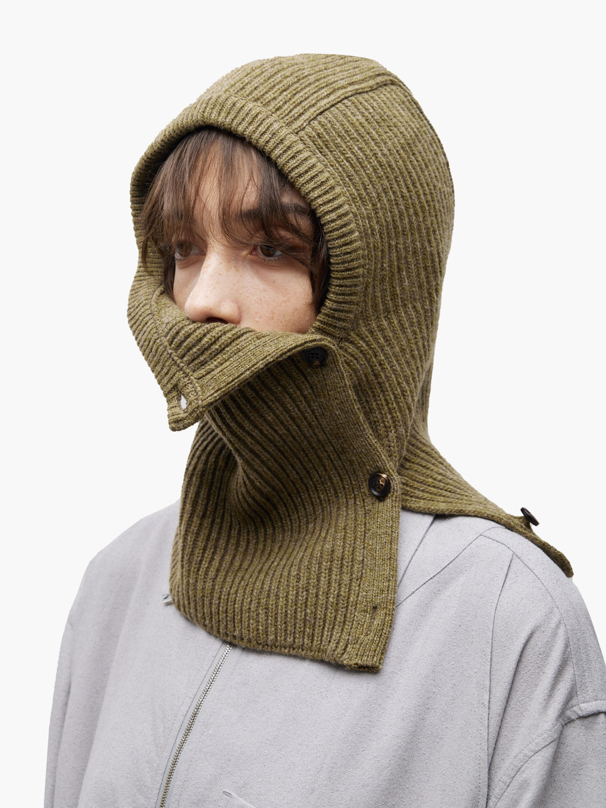 Jiyong Kim - Button Closure Balaclava (Khaki) product image 3 | TRAB K-Fashion Australia