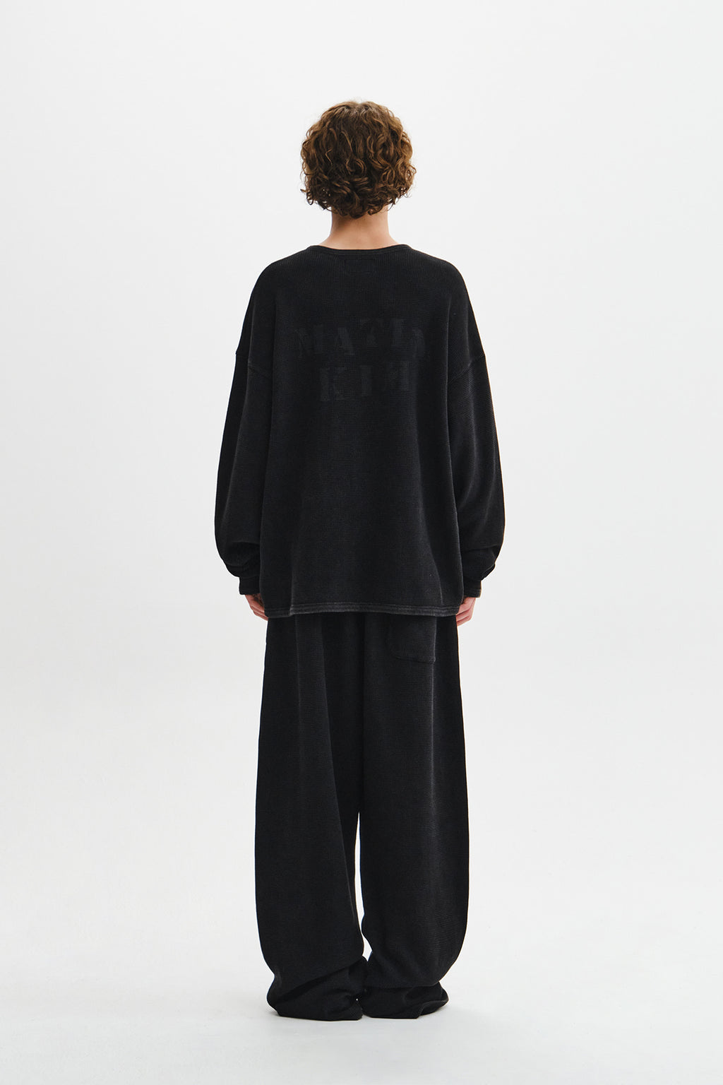Matin Kim - Matin Washed Waffle Henley Neck Top (Charcoal) product image 10 | TRAB K-Fashion Australia