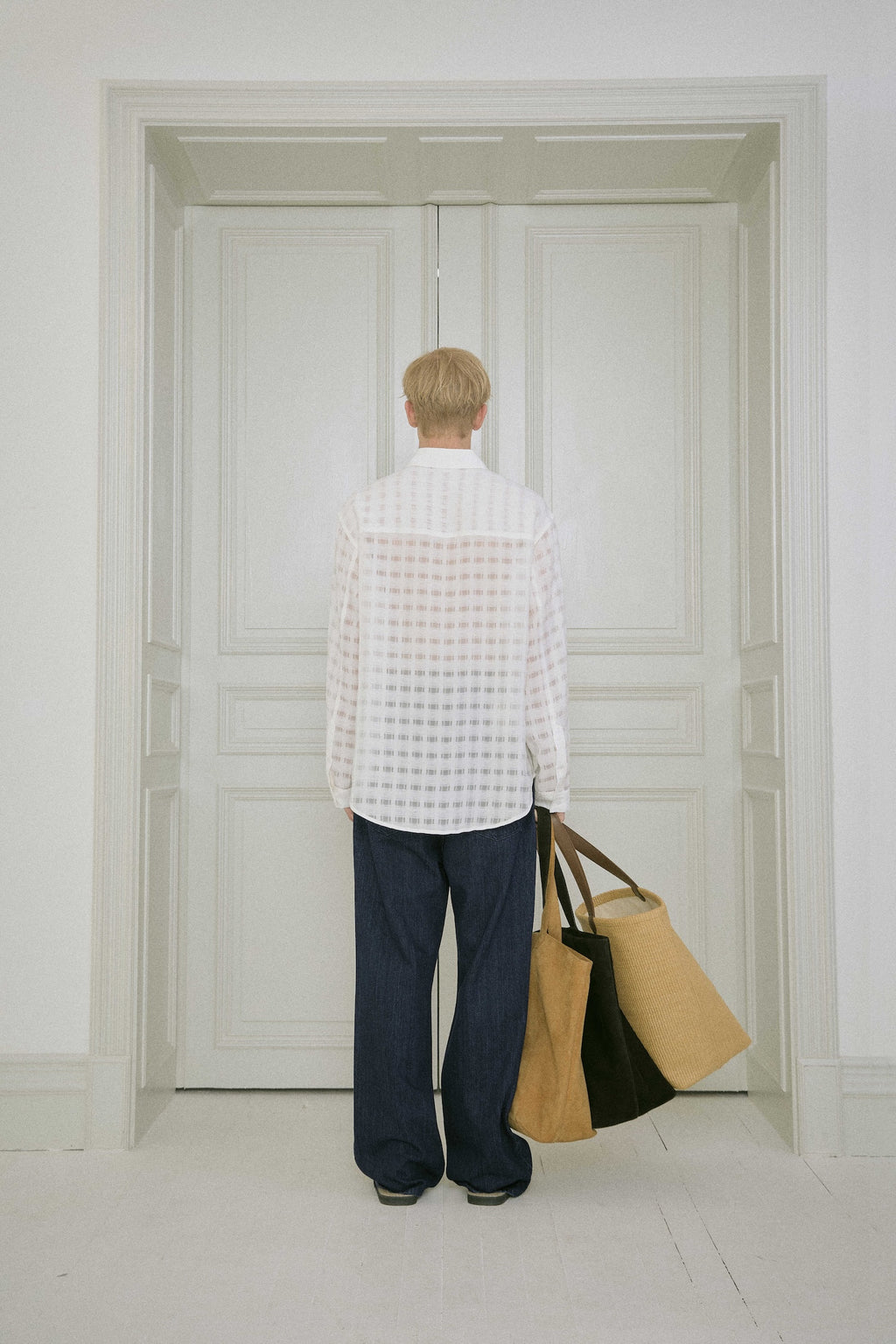 STU - Comfortable Check Shirt (White) product image 2 | TRAB K-Fashion Australia