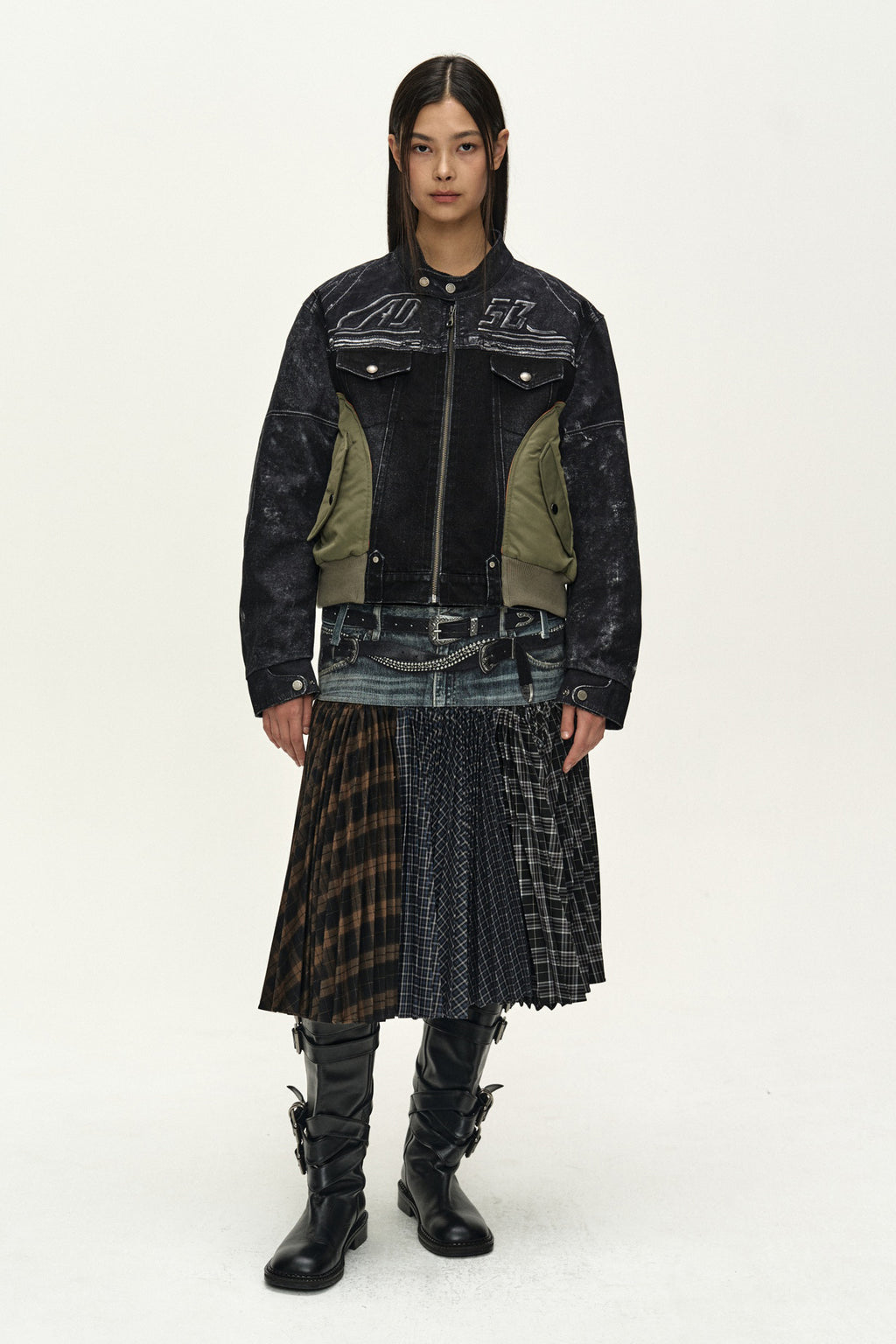 Andersson Bell - Nylon Patch Racing Denim Combo Jacket (Black) product image 11 | TRAB K-Fashion Australia