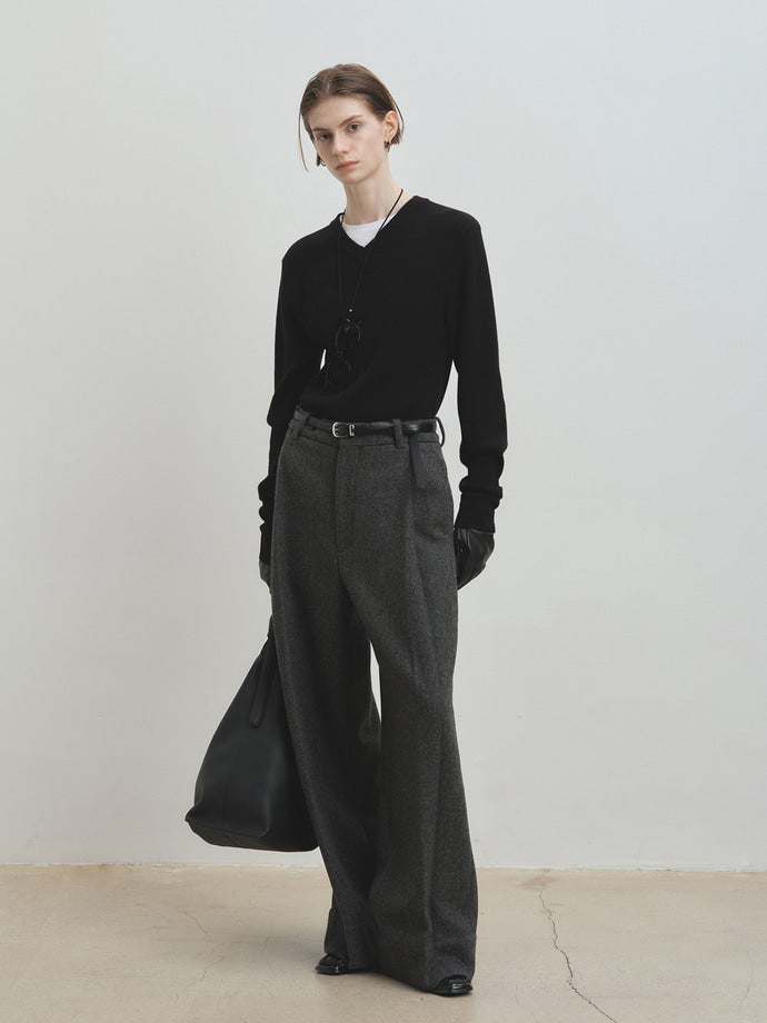 Tonywack - Super Fine Wool Ribbed V-Neck Sweater (Black) product image 7 | TRAB K-Fashion Australia