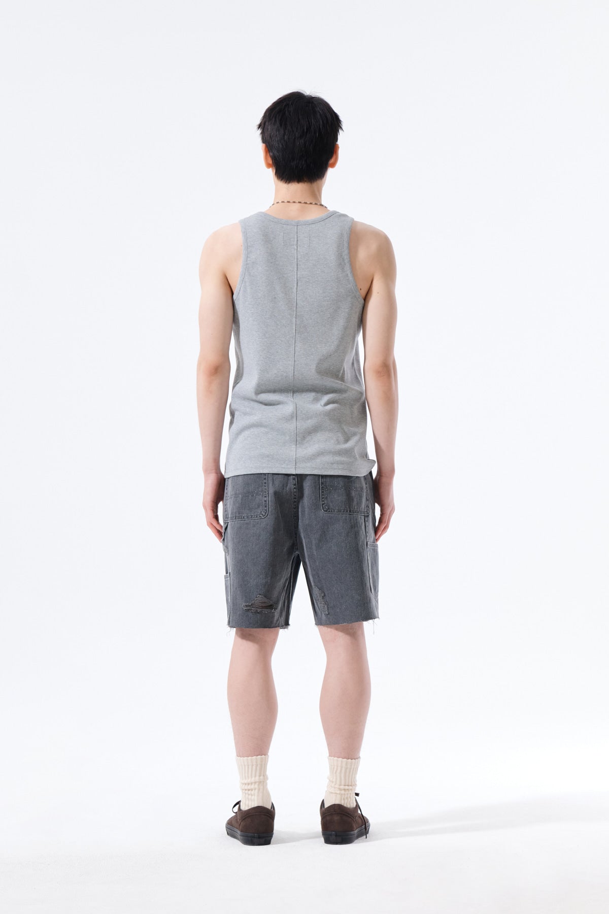 Matin Kim - Sleeveless Henley Top (Grey) product image 8 | TRAB K-Fashion Australia