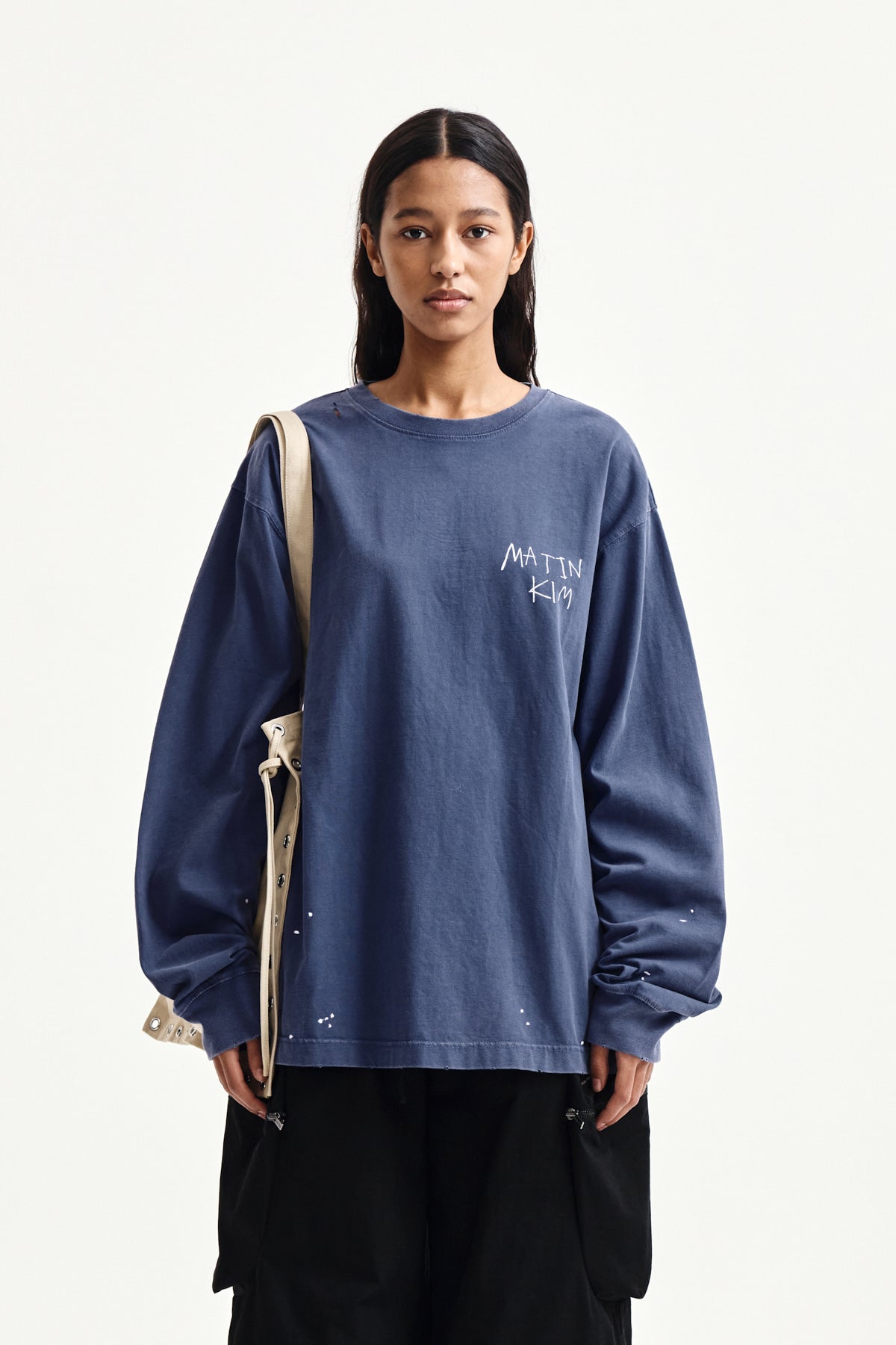 Matin Kim - Vintage Washed Logo Top (Smoke Blue) product image 5 | TRAB K-Fashion Australia