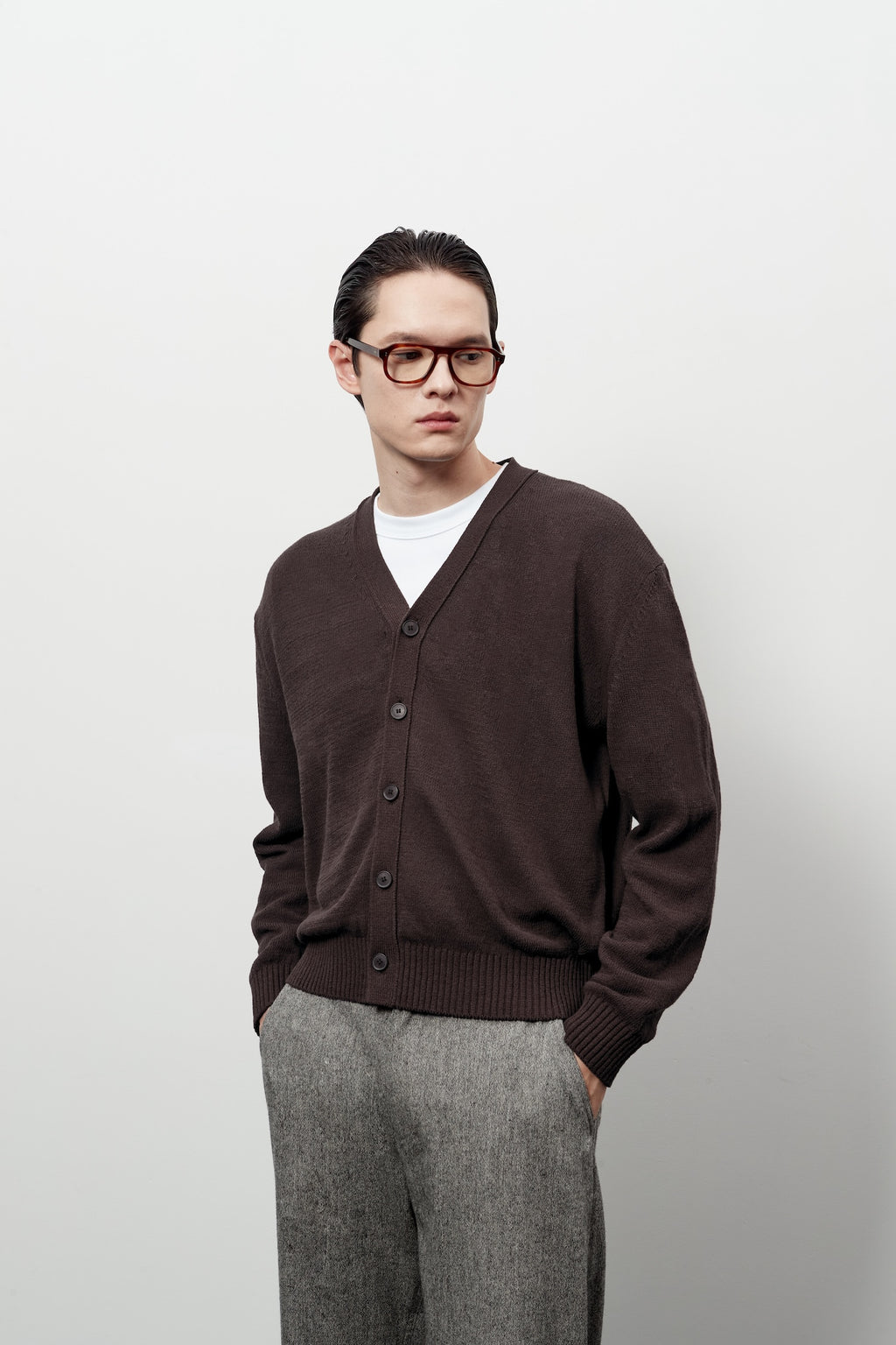 Stu - V- Neck Light Cardigan (Brown) product image 14 | TRAB K-Fashion Australia