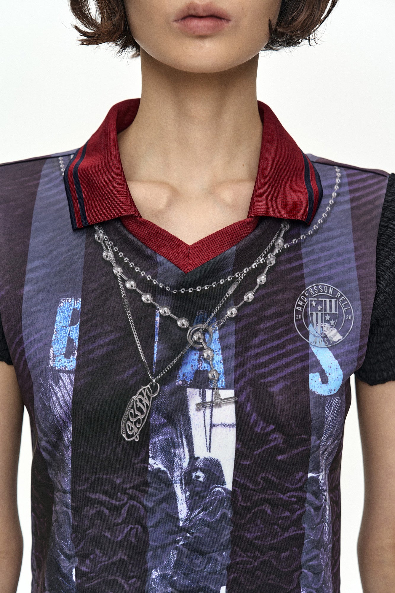 Andersson Bell - Vintage Printed Collar Top (Navy/Wine) product image 6 | TRAB K-Fashion Australia