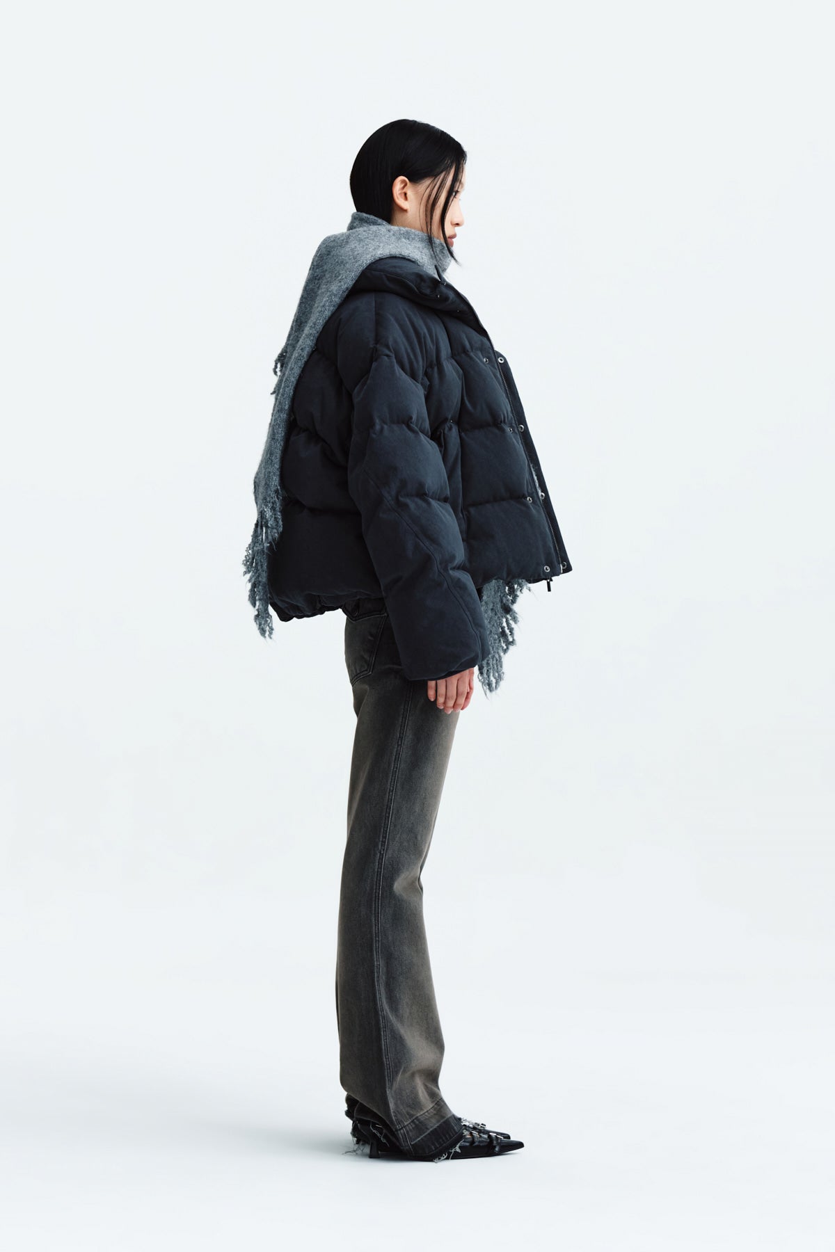 Matin Kim - Cotton Washed Puffer Duck Down Jumper (Charcoal) product image 7 | TRAB K-Fashion Australia
