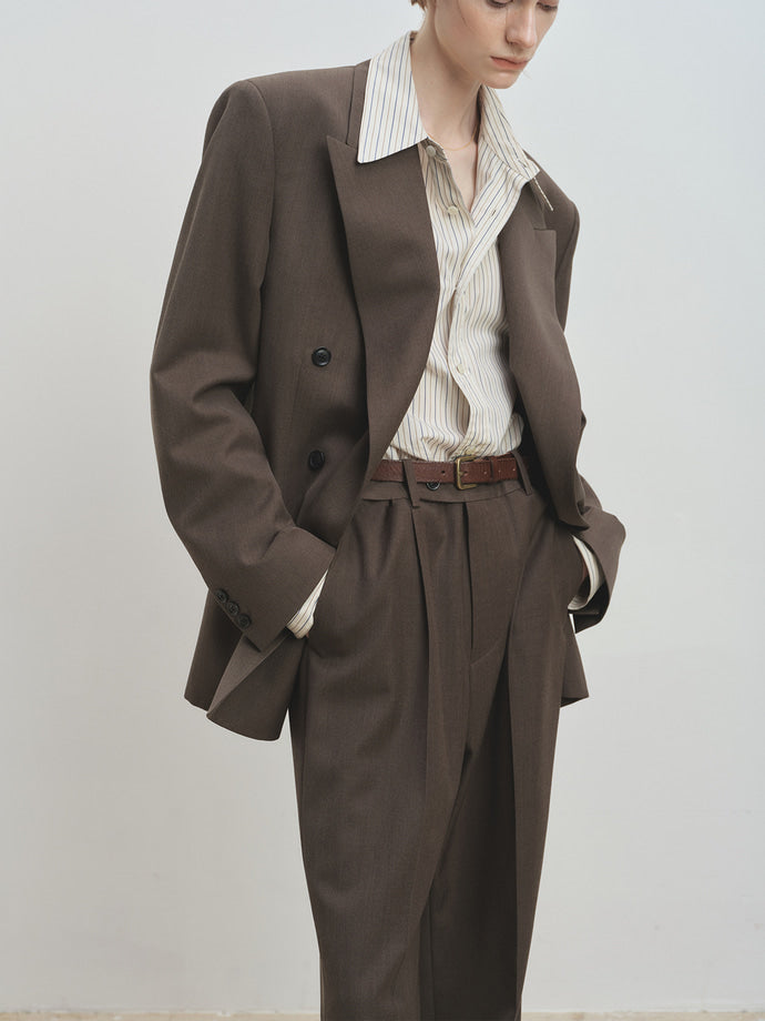 Tonywack - Melange Wool Wide-Leg Pleated Trousers (Hazelnut) product image 7 | TRAB K-Fashion Australia