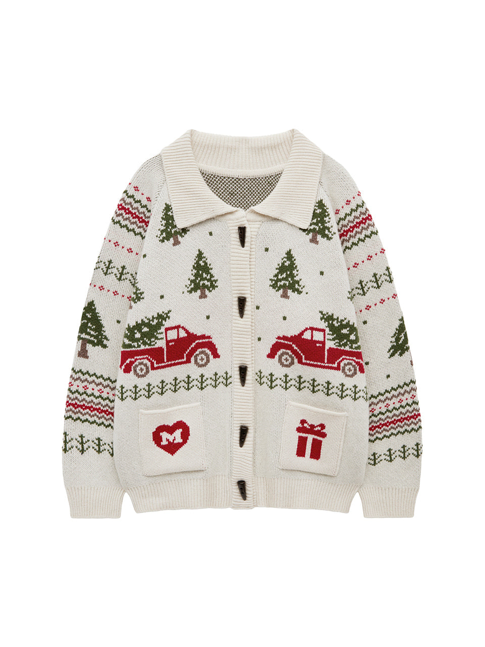 Margarin Fingers - Tree Cowichan Knit Cardigan (Ivory) product image 2 | TRAB K-Fashion Australia