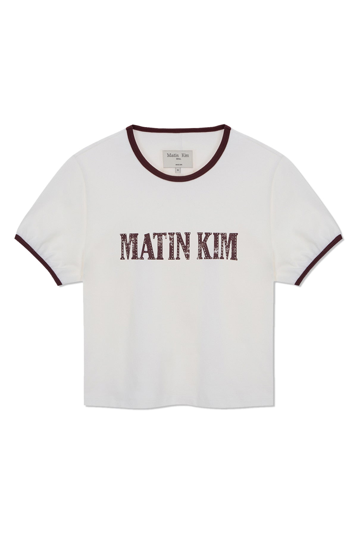 Matin Kim - Stud Logo Ringer Top (White) product image 1 | TRAB K-Fashion Australia