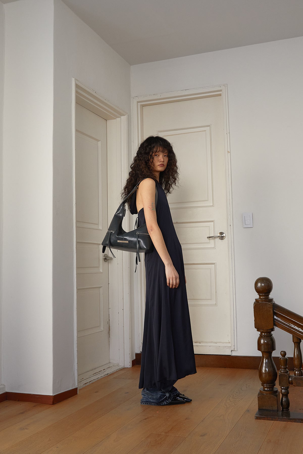 Matin Kim - Back String Hoody Maxi Dress (Dark Navy) product image 13 | TRAB K-Fashion Australia