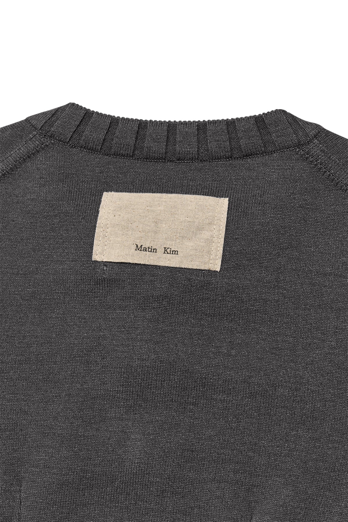 Matin Kim - Round Neck Zip Up Crop Cardigan (Charcoal) product image 6 | TRAB K-Fashion Australia