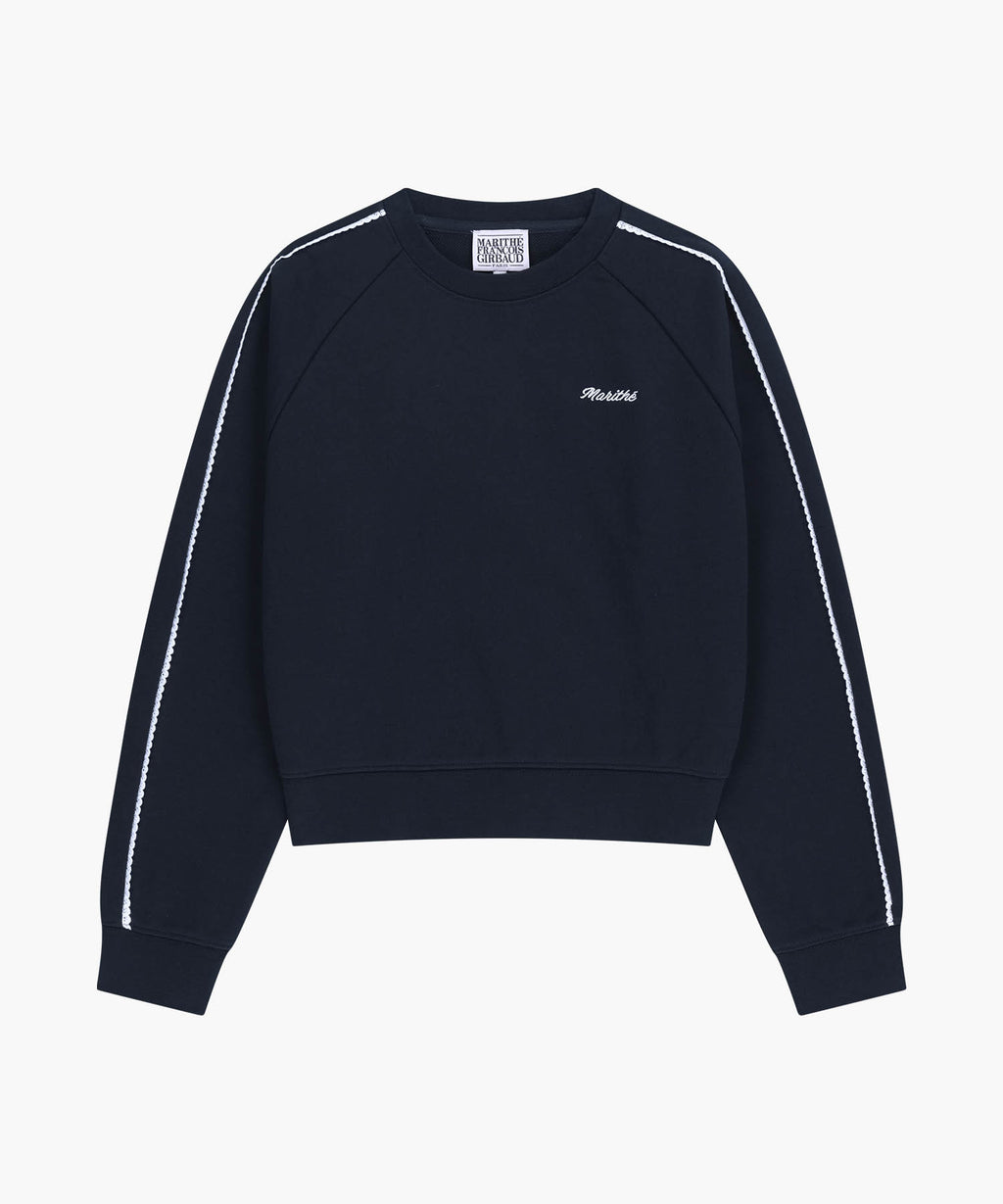 Marithe & Francois Girbaud - Lace Detail Crop Sweatshirt (Navy) product image 6 | TRAB K-Fashion Australia