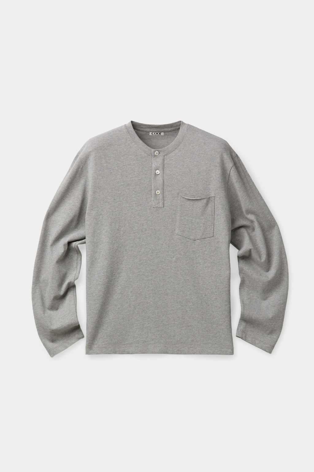 Coor - One-Pocket Long Sleeve Henley T-Shirt (Melange Gray) product image 1 | TRAB K-Fashion Australia
