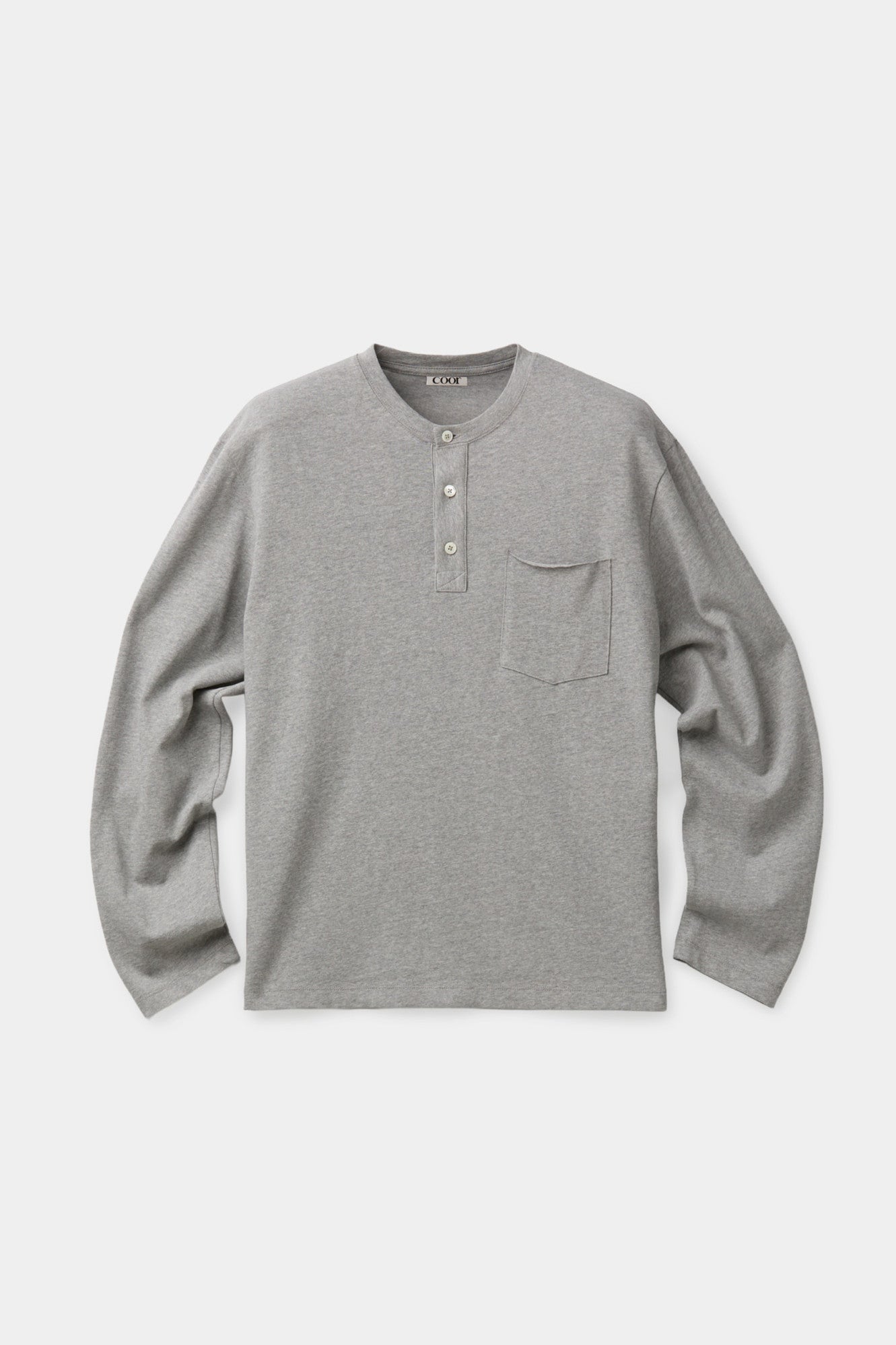 Coor - One-Pocket Long Sleeve Henley T-Shirt (Melange Gray) product image 1 | TRAB K-Fashion Australia