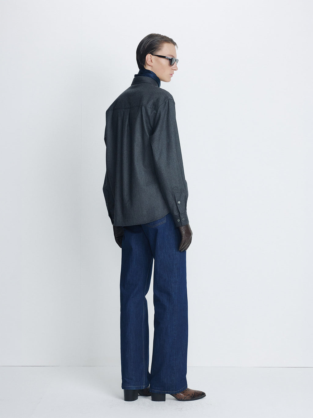 Tonywack - Melange Wool Neck Strap Shirt (Grey) product image 3 | TRAB K-Fashion Australia