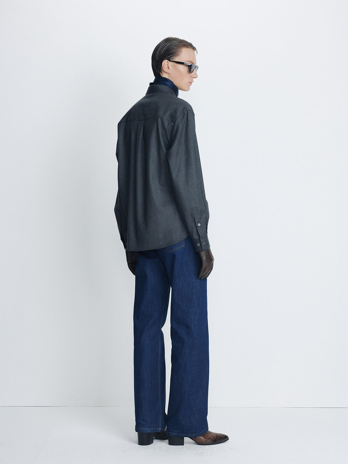 Tonywack - Melange Wool Neck Strap Shirt (Grey) product image 3 | TRAB K-Fashion Australia
