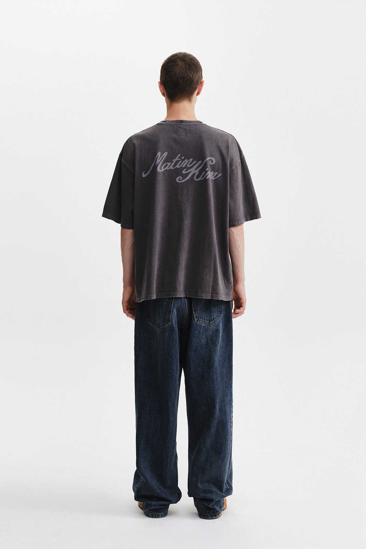 Matin Kim - Vintage Washed Calligraphy Back Logo Top (Charcoal) product image 9 | TRAB K-Fashion Australia