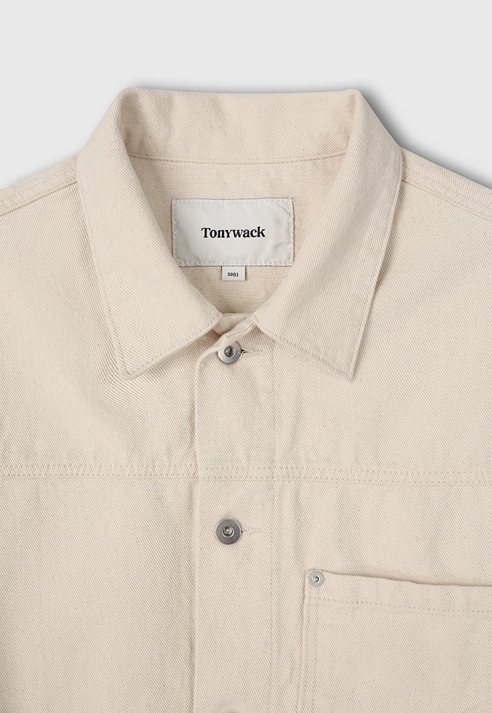 Tonywack - Cropped Single Pocket Denim Jacket (Ecru) product image 7 | TRAB K-Fashion Australia
