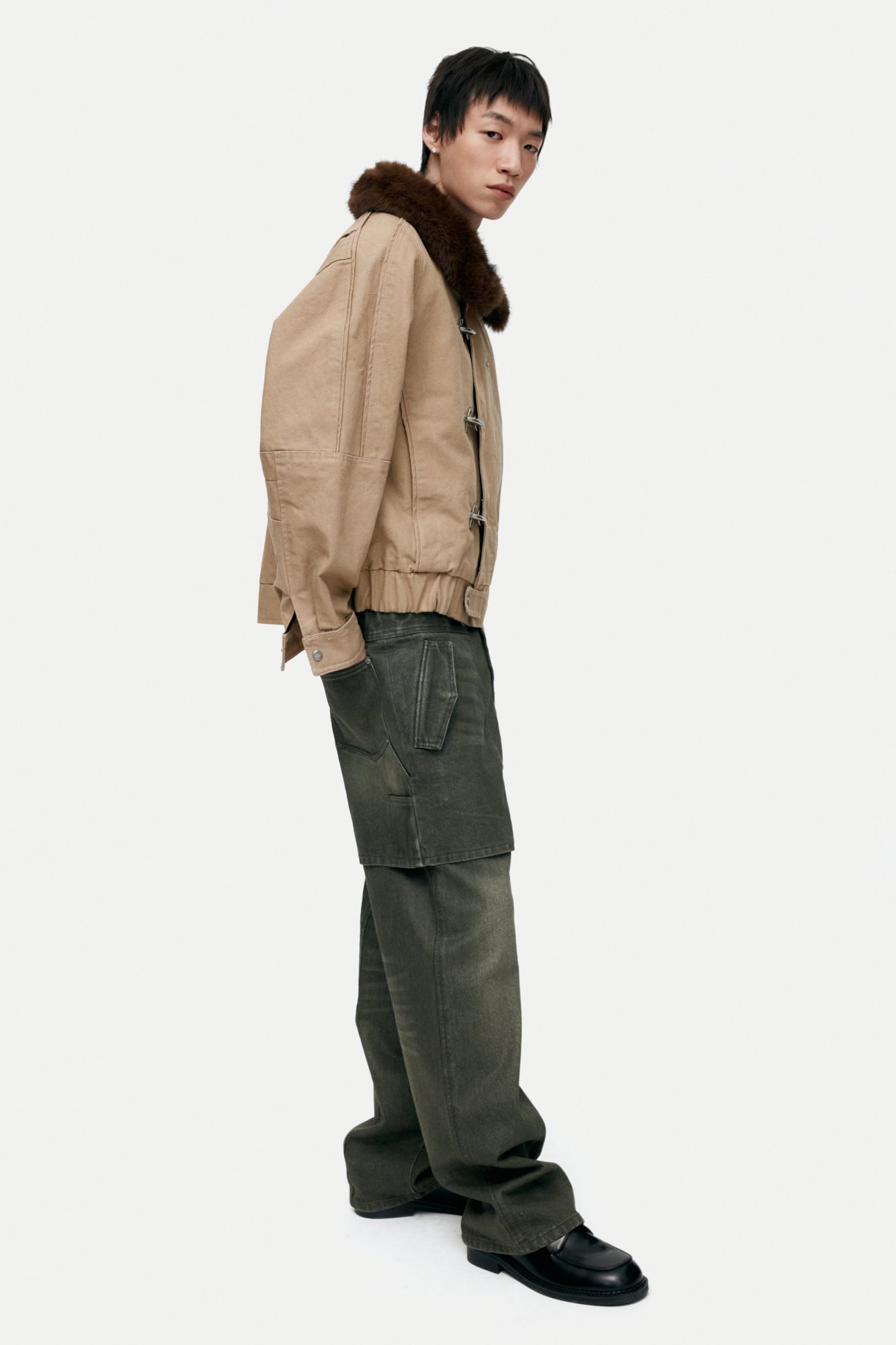 Andersson Bell - Unisex Raptor Layered Wide-Leg Jeans (Washed Green) product image 7 | TRAB K-Fashion Australia