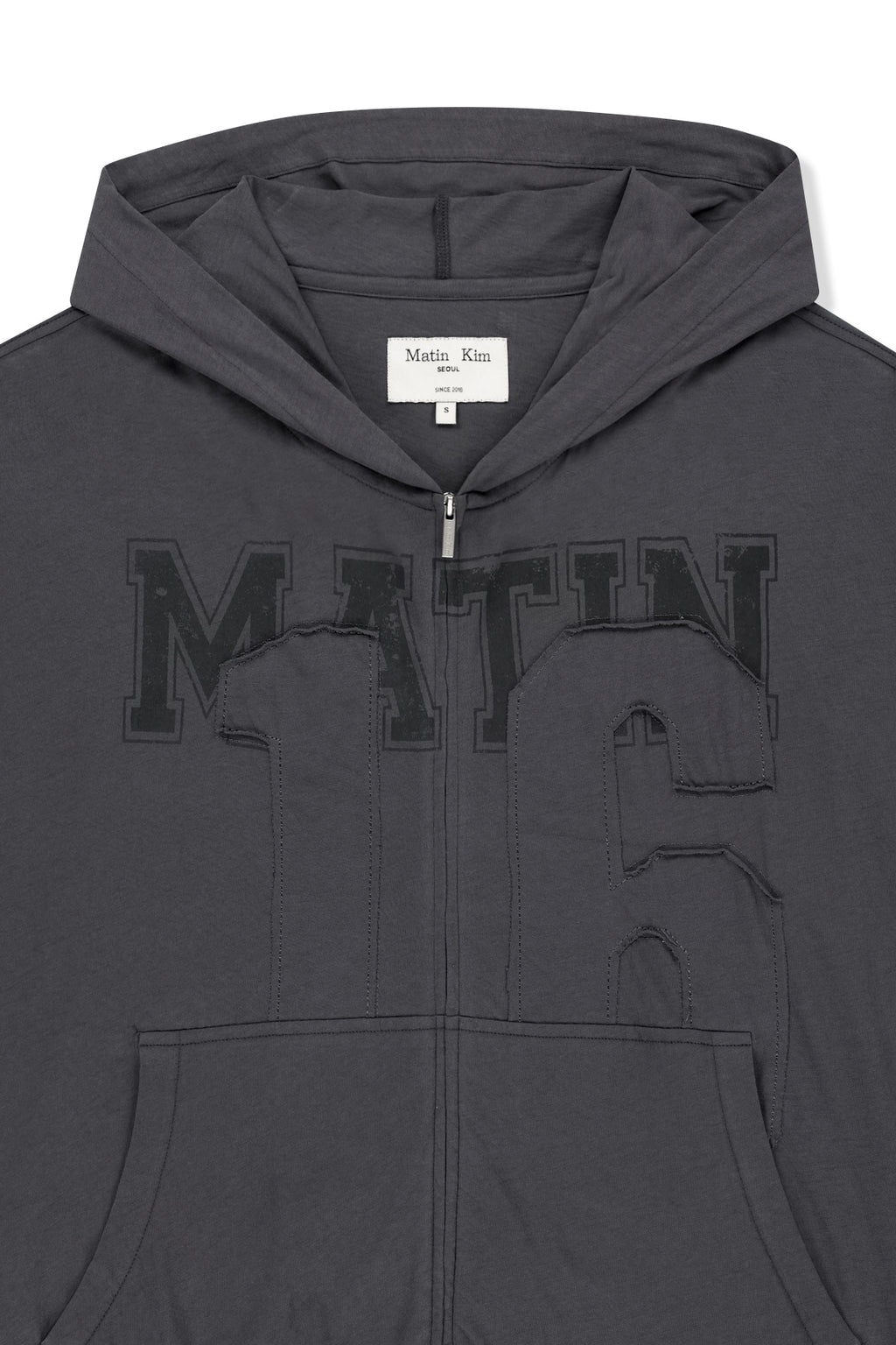 Matin Kim - Matin 16 Applique Logo Hoody Zip Up (Dark Navy) product image 4 | TRAB K-Fashion Australia