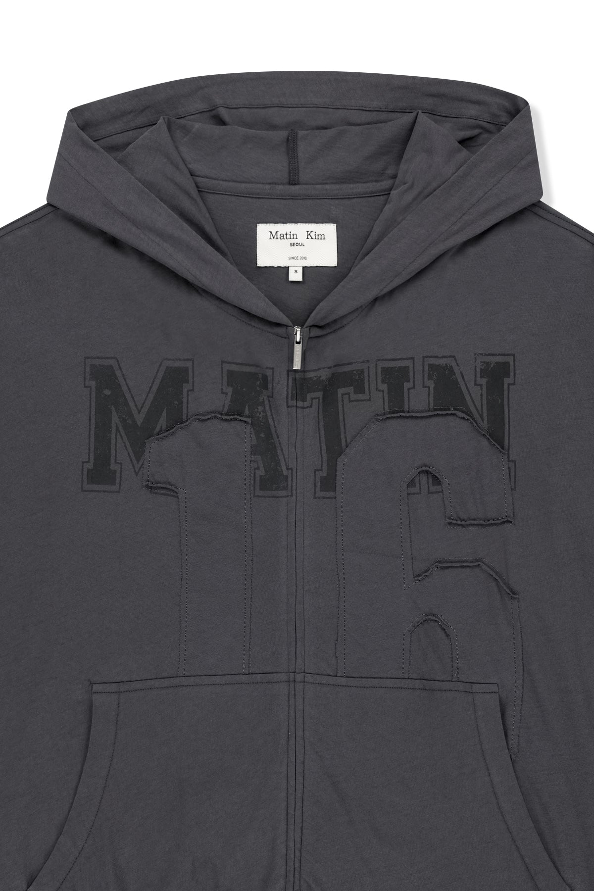 Matin Kim - Matin 16 Applique Logo Hoody Zip Up (Dark Navy) product image 4 | TRAB K-Fashion Australia