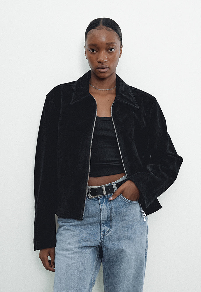 Tonywack - Suede Zippered Blouson Jacket (Black) product image 5 | TRAB K-Fashion Australia