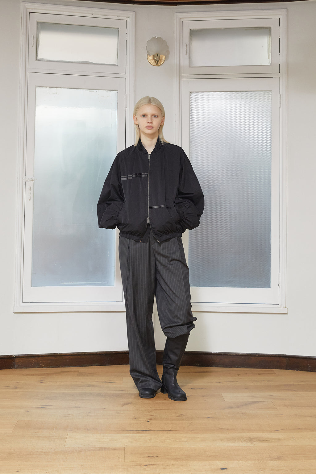 Matin Kim - Washed Volume Bomber Jumper (Black) product image 7 | TRAB K-Fashion Australia