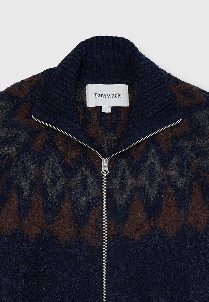 Tonywack - Nordic Mohair Zip Up Knit (Dark Navy) product image 11 | TRAB K-Fashion Australia