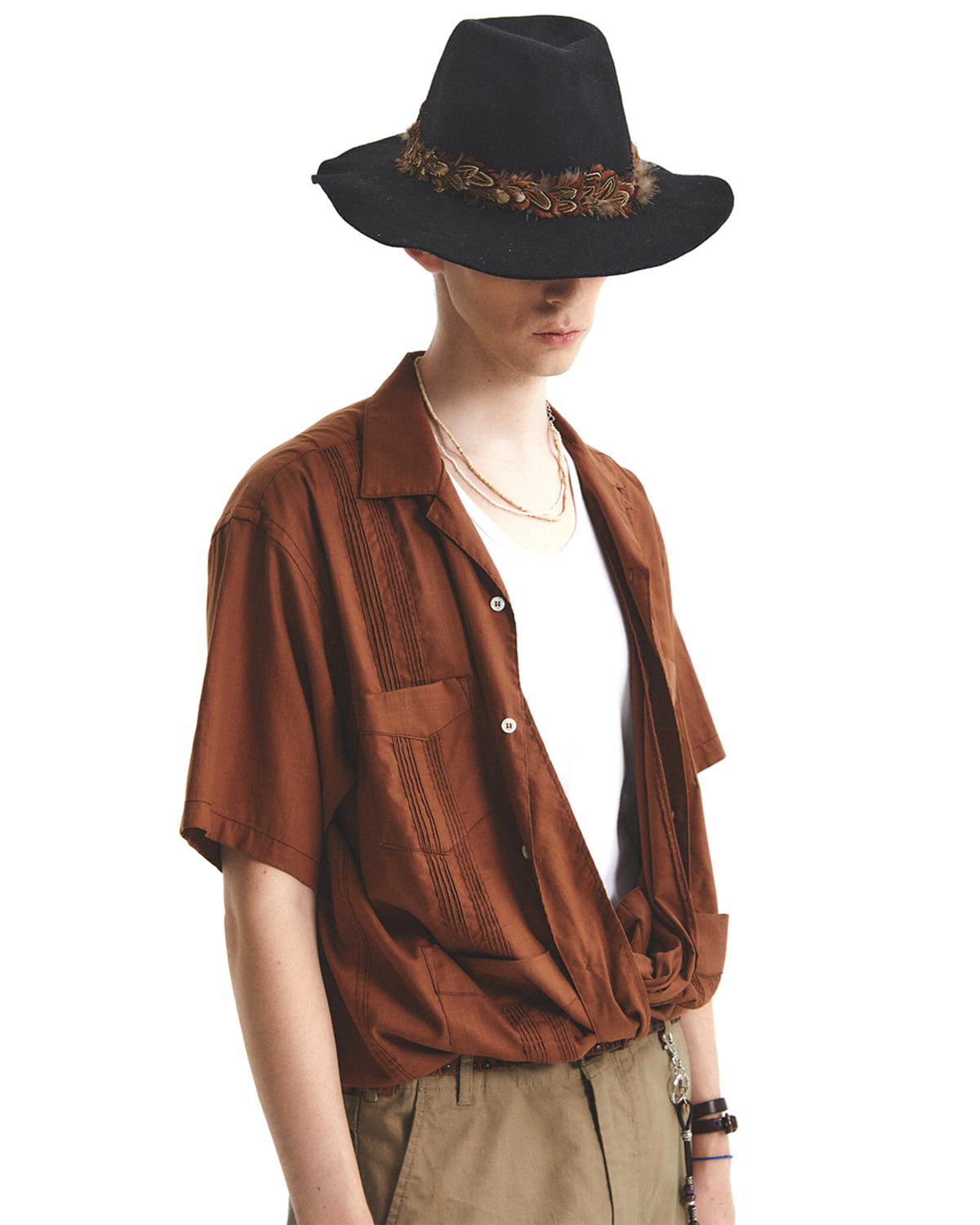 Eastlogue - Guayabera Half Shirts (Brown) product image 3 | TRAB K-Fashion Australia