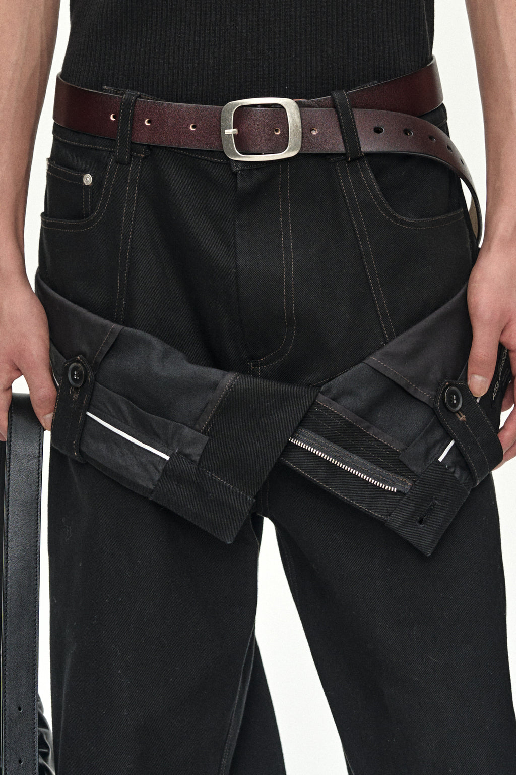 Andersson Bell - Double Waistband Wide-Leg Trousers (Black) product image 6 | TRAB K-Fashion Australia