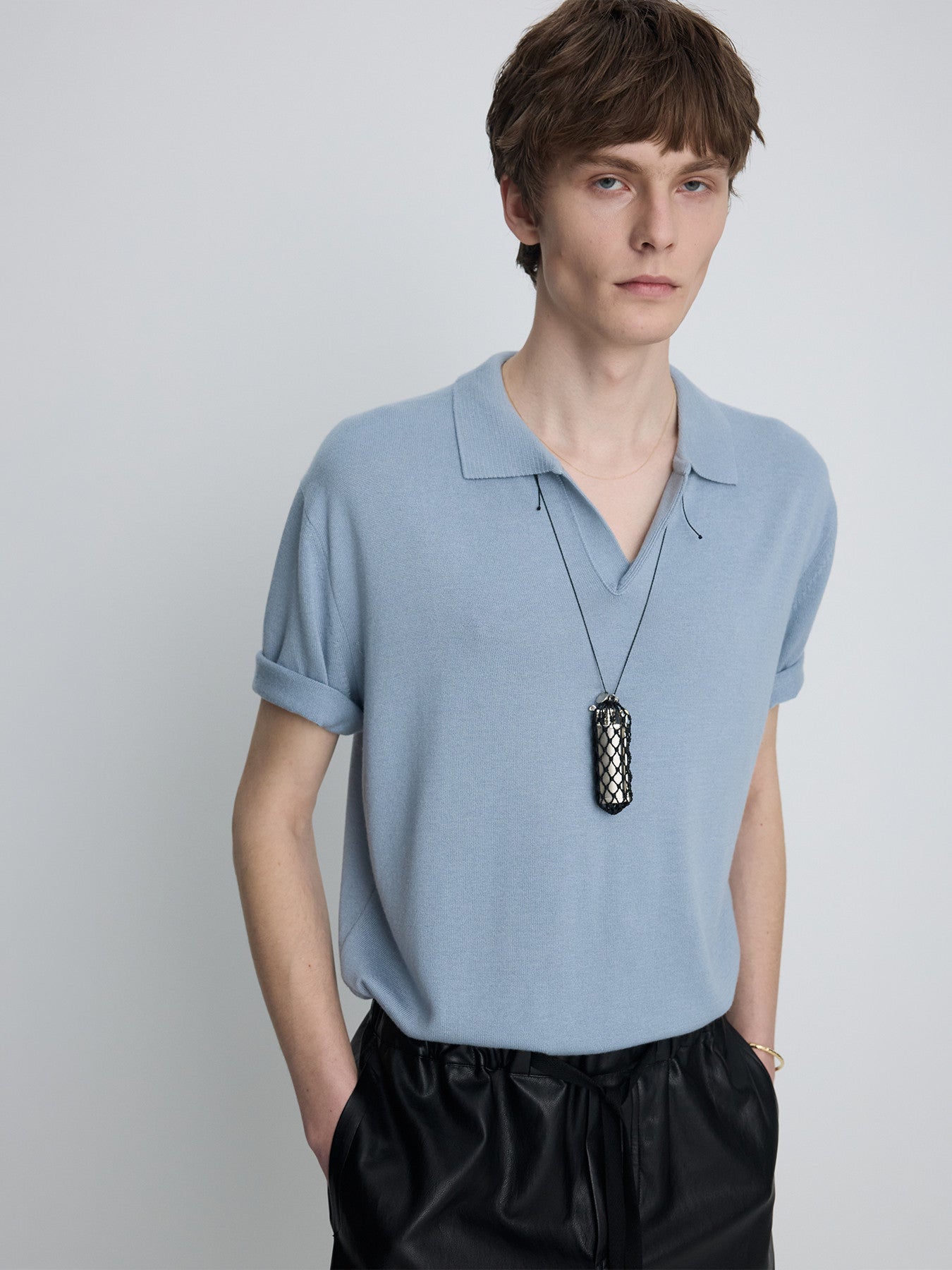 Tonywack - Silk Cashmere Open Collar Knit (Sky Blue) product image 5 | TRAB K-Fashion Australia