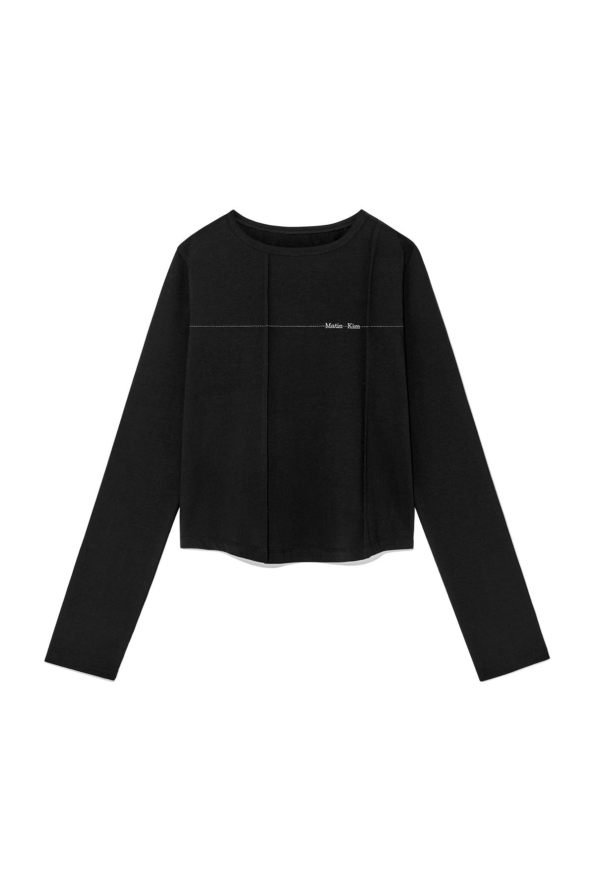 Matin Kim - Tuck Detail Small Logo Top (Black) product image 1 | TRAB K-Fashion Australia