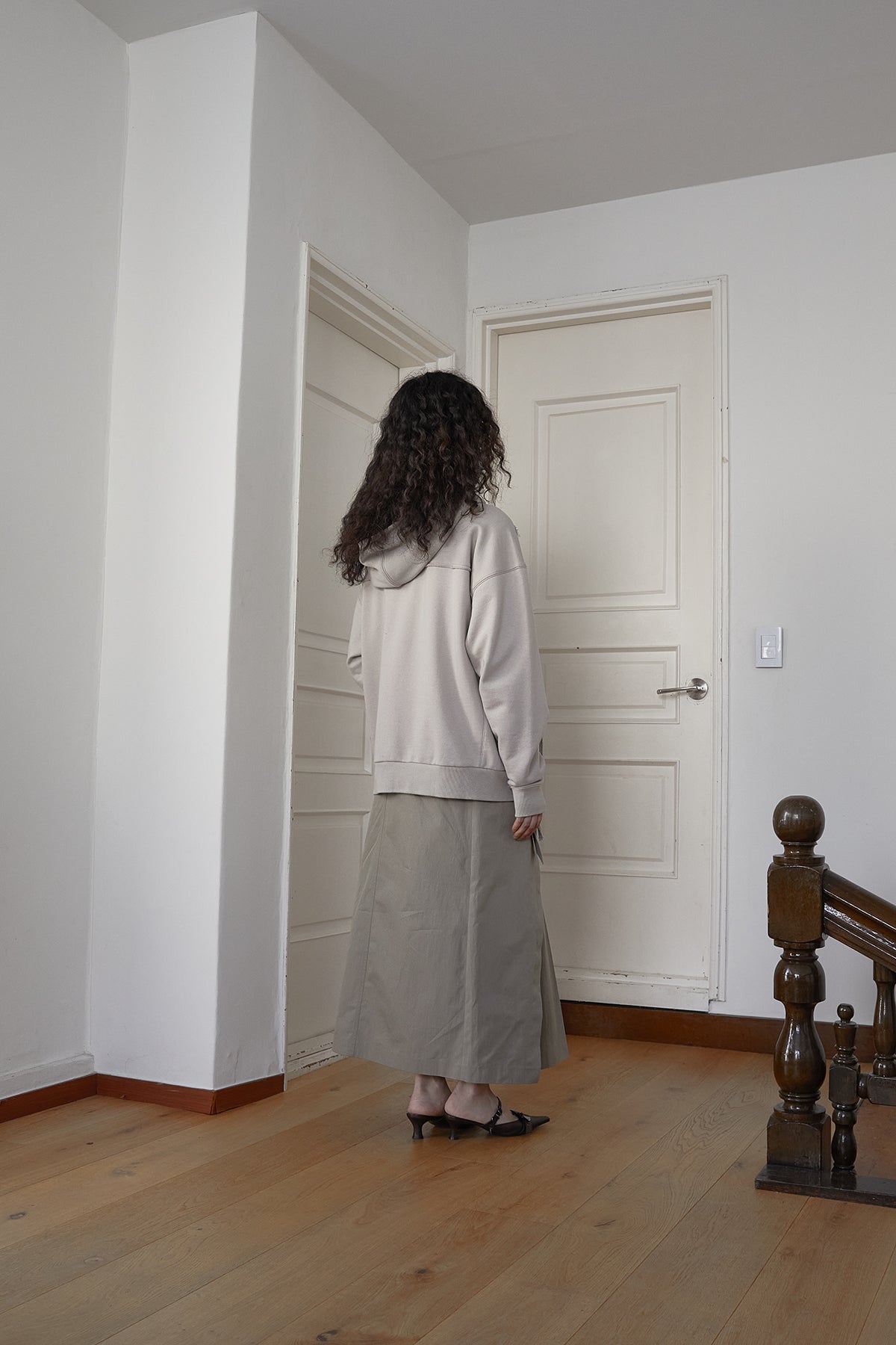 Matin Kim - Volume Pocket Hoody Zip Up (Beige) product image 10 | TRAB K-Fashion Australia