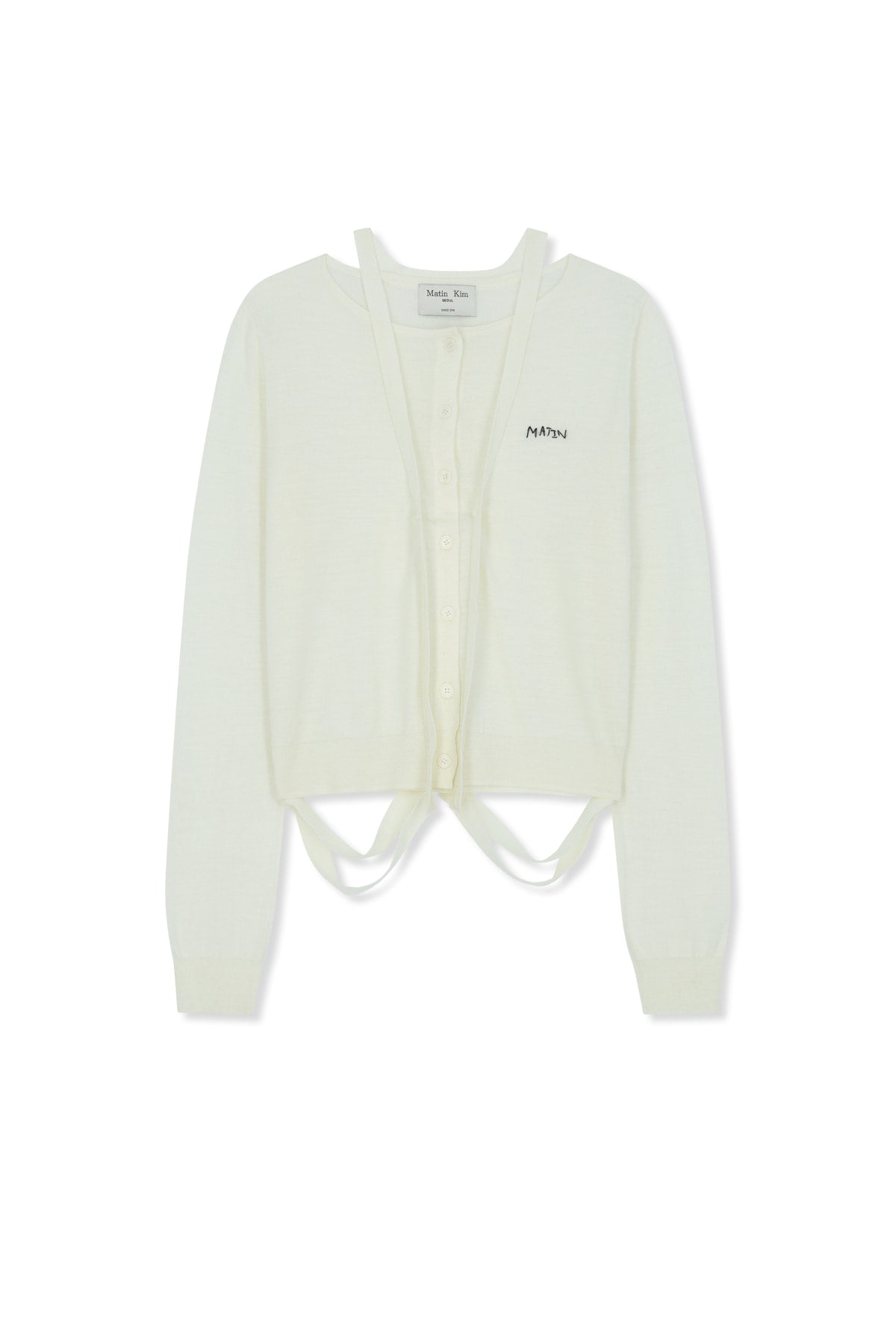 Matin Kim - String Detail Knit Cardigan (Cream) product image 1 | TRAB K-Fashion Australia