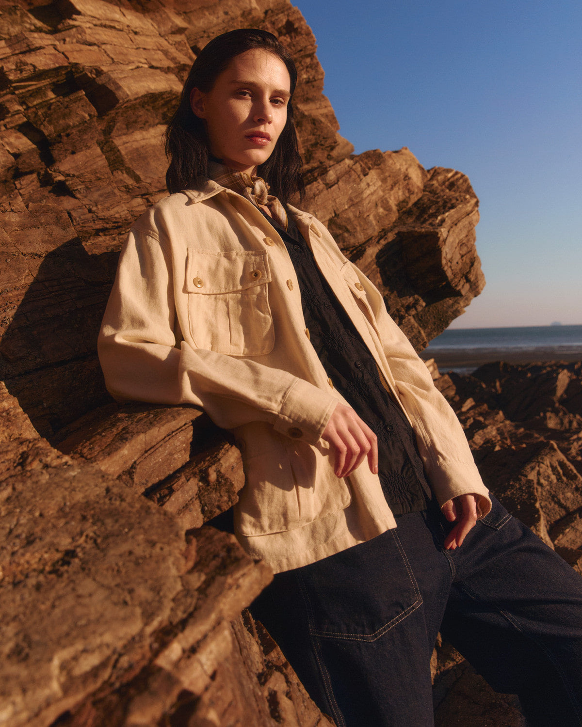 Eastlogue - Loiter Half Shirts (Navy Dot Embroidery) product image 2 | TRAB K-Fashion Australia