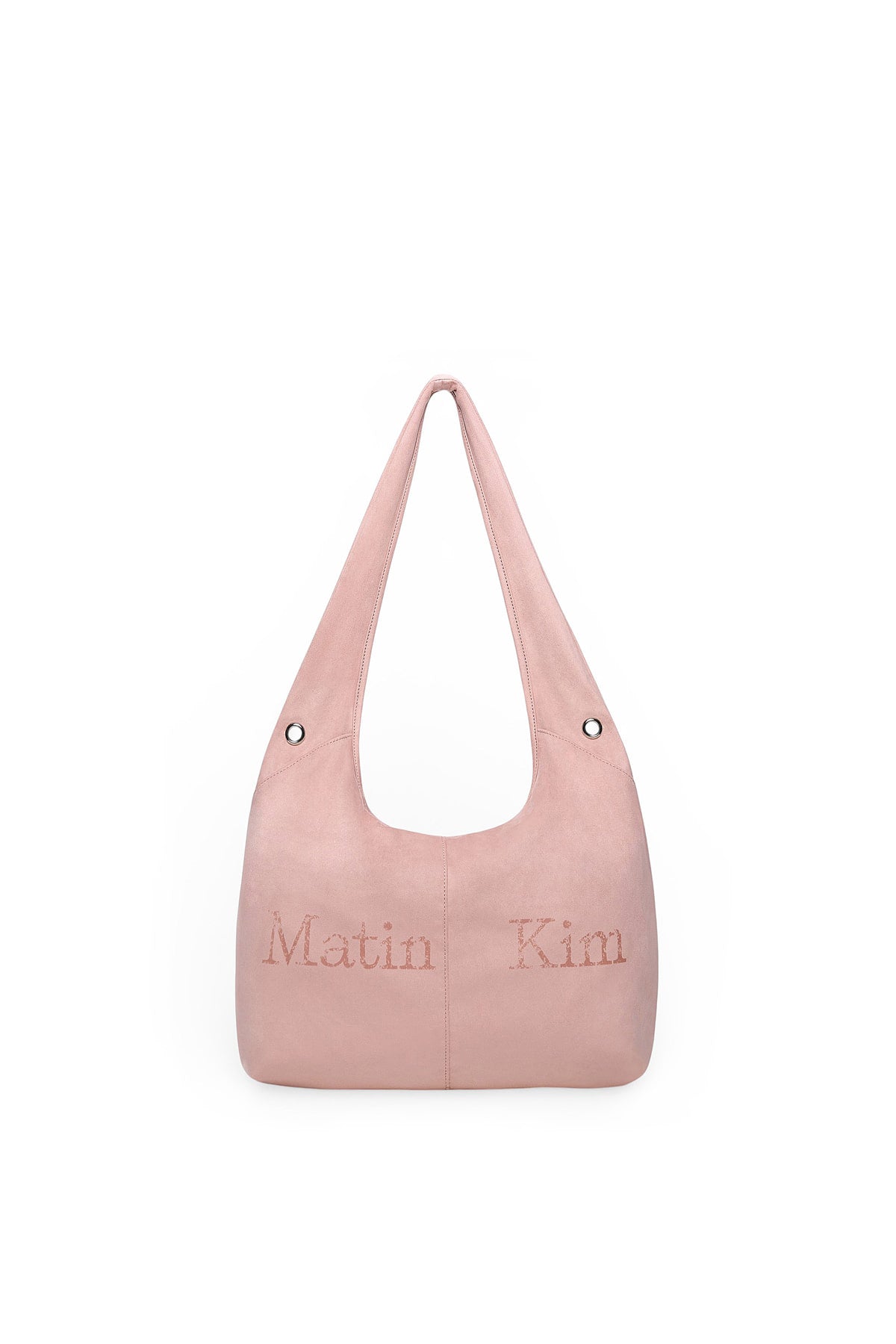 Matin Kim - Logo Point Suede Round Ecobag (Pink) product image 1 | TRAB K-Fashion Australia