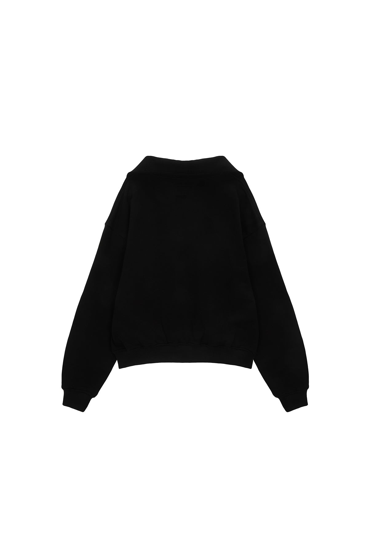 Matin Kim - Cutted Logo Half Zip Sweatshirt (Black) product image 2 | TRAB K-Fashion Australia