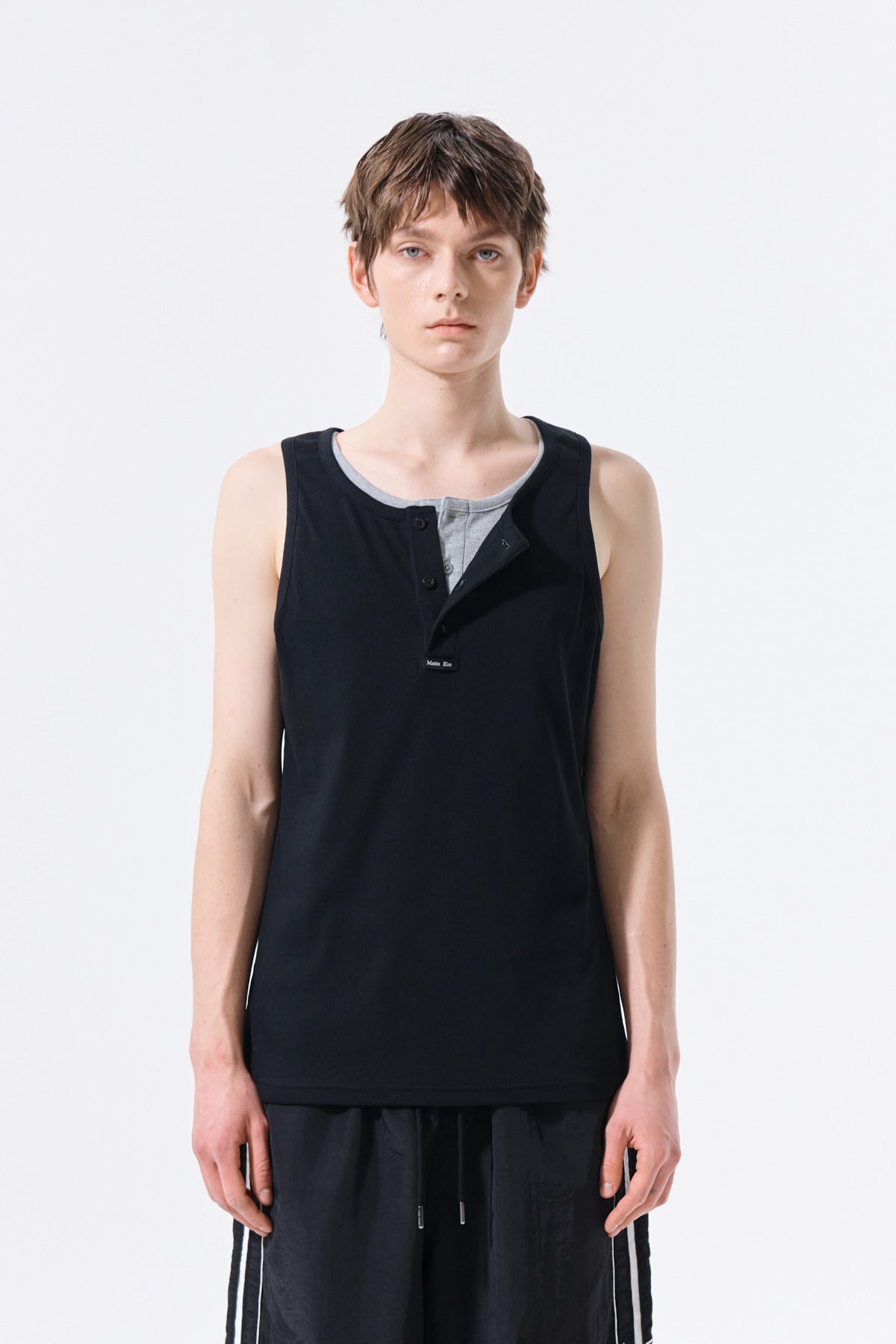 Matin Kim - Sleeveless Henley Top (Black) product image 5 | TRAB K-Fashion Australia