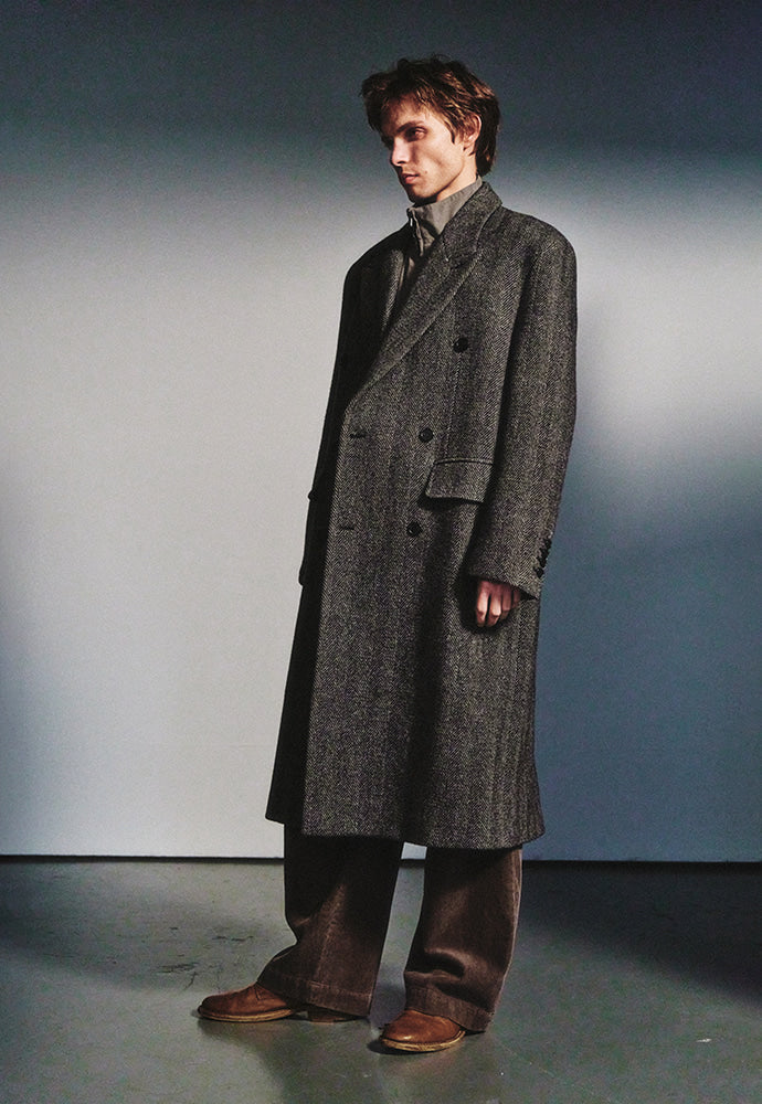 Art if acts - Leather Collar Double-Breasted Coat (Taupe) product image 2 | TRAB K-Fashion Australia