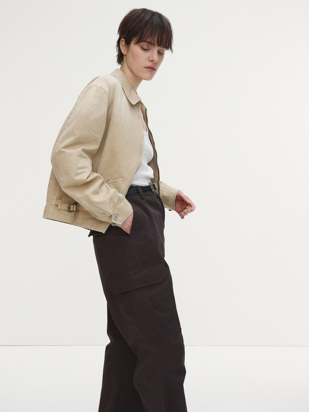 Tonywack - Garment-Dyed Cotton Distressed Mechanic Jacket (Faded Beige) product image 2 | TRAB K-Fashion Australia