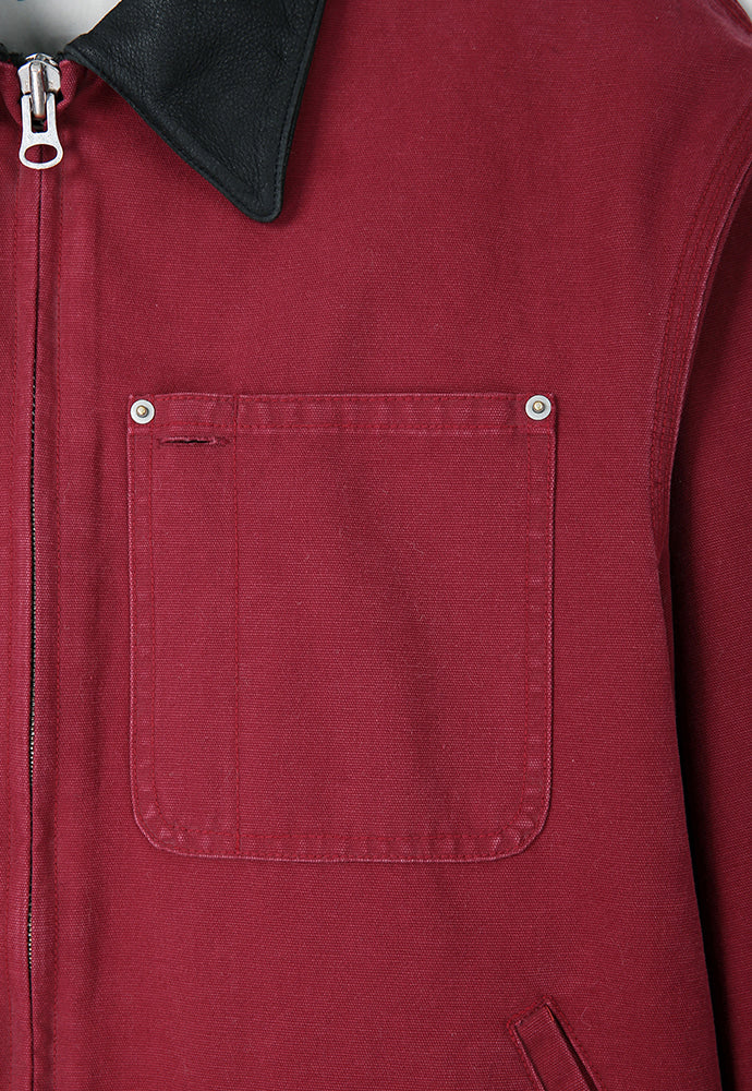 Tonywack - Leather Collar Garment-Washed Rivet Work Jacket (Red) product image 13 | TRAB K-Fashion Australia