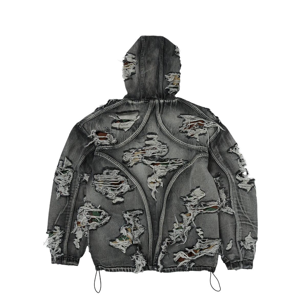 Thug Club - Hell Denim Camo Hooded Zip-Up (Black) product image 2 | TRAB K-Fashion Australia